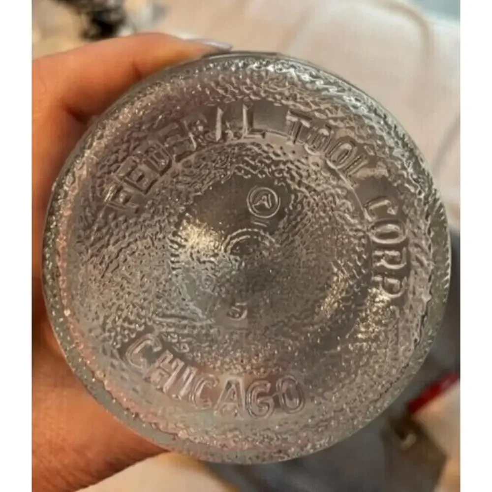 Federal Tool Corp Nut Chopper Grinder Turn Key Glass Bottom Chicago Vintage